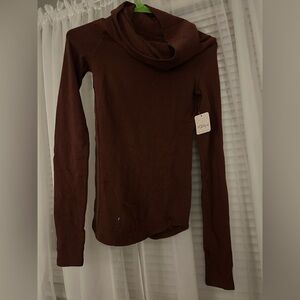 FREE PEOPLE. Brown cowl neck shirt. 
Size XS